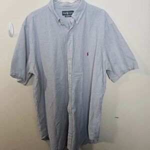 Ralph Lauren Vintage Men’s Seersucker Cotton Short Sleeve Shirt 2XLT Classic Fit